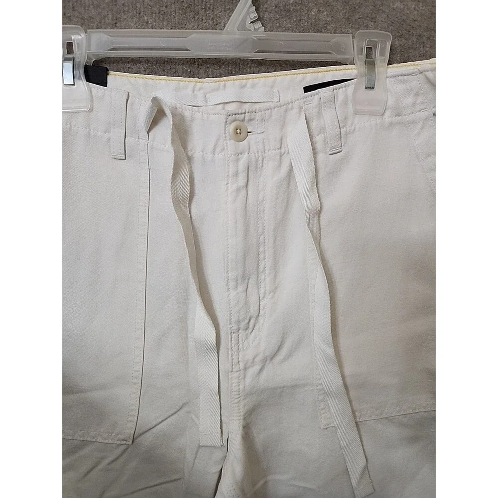 Banana Republic Dockside Pants Mens 35 Cream Linen Blend Beach Vacation NEW